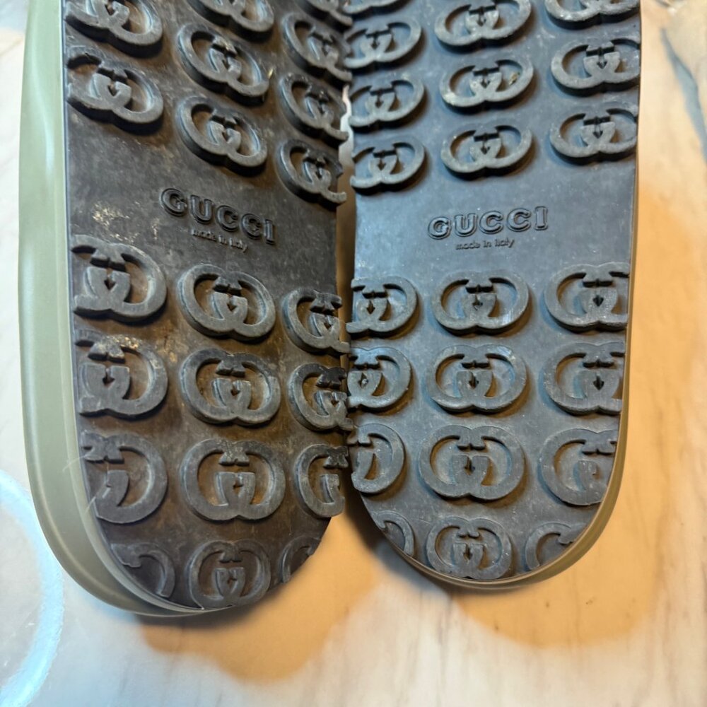 Gucci Grey Retro Interlocking Platform Slides pre… - image 5